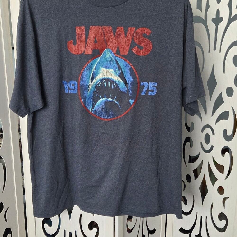 JAWS 1975 Horror Movie Promo Vintage graphic Navy Blue  4xlt big & tall tee NWOT